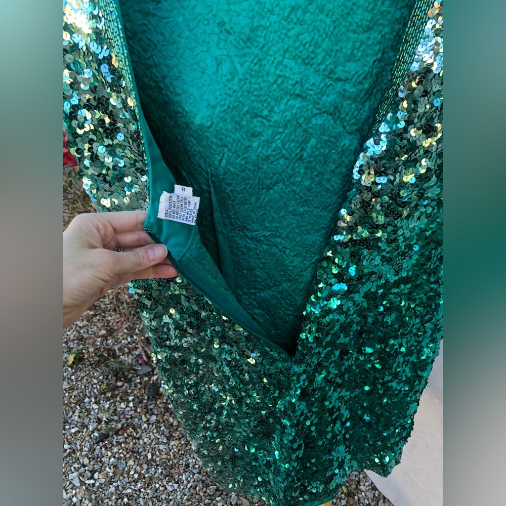 Vintage mini teal silver ombré beaded and sequin mini dress - Picture 9 of 14